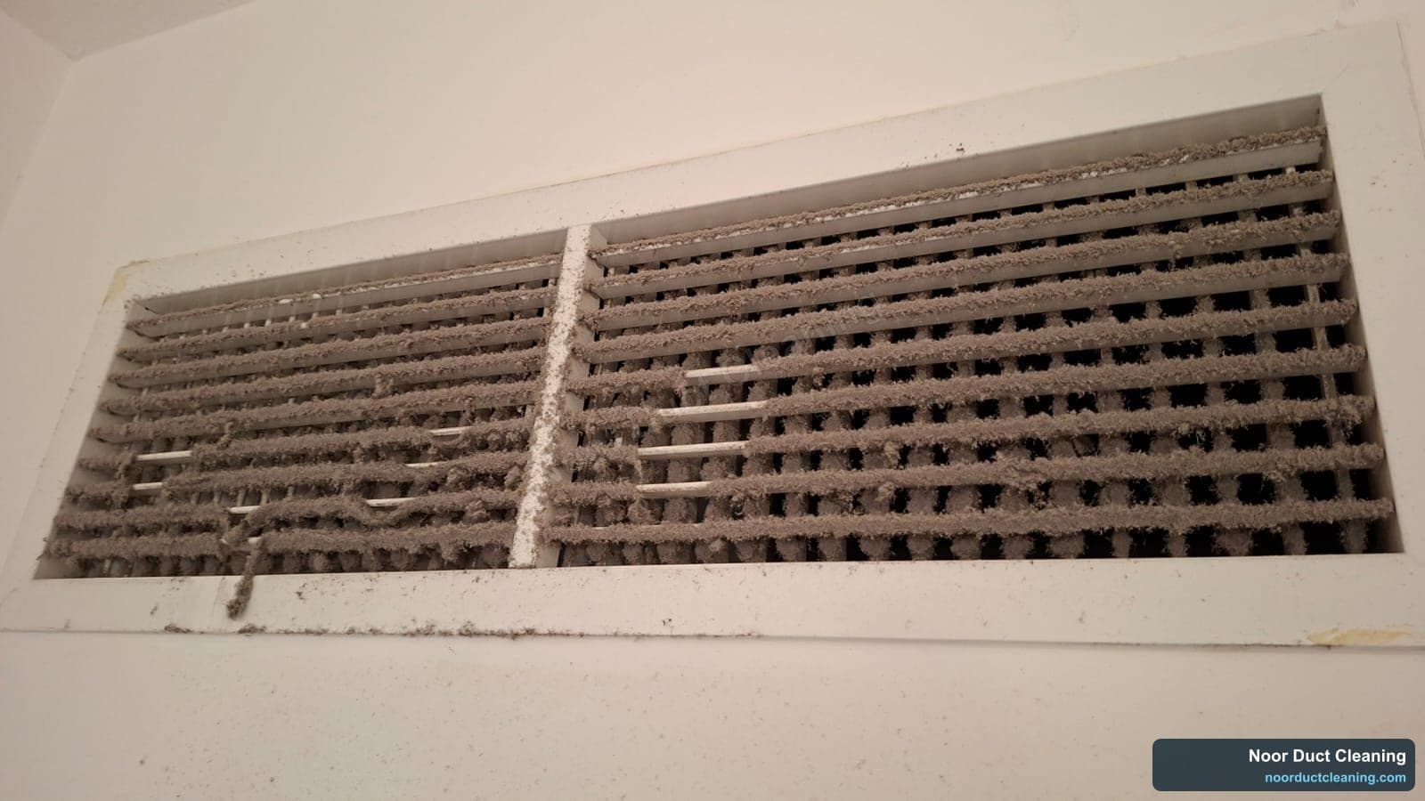 AC vent grille before and after cleaning, dust and grime removed
